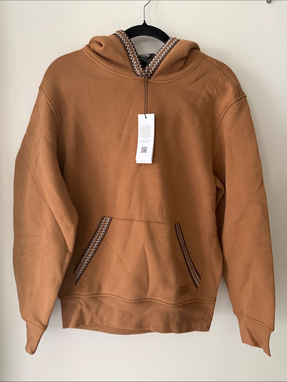UGG Chestnut Brown Tasman Pullover Hoodie with Decorative Stitching